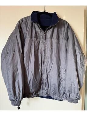 Vintage Timberland Reversible Jacket Mens Large 24x27 Grey Navy Fleece Zip Y2K